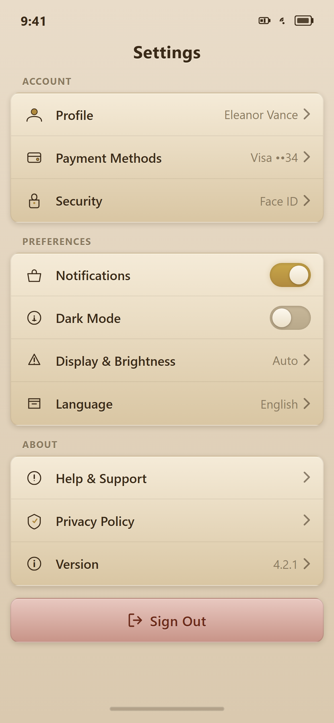 Skeuomorphic Settings