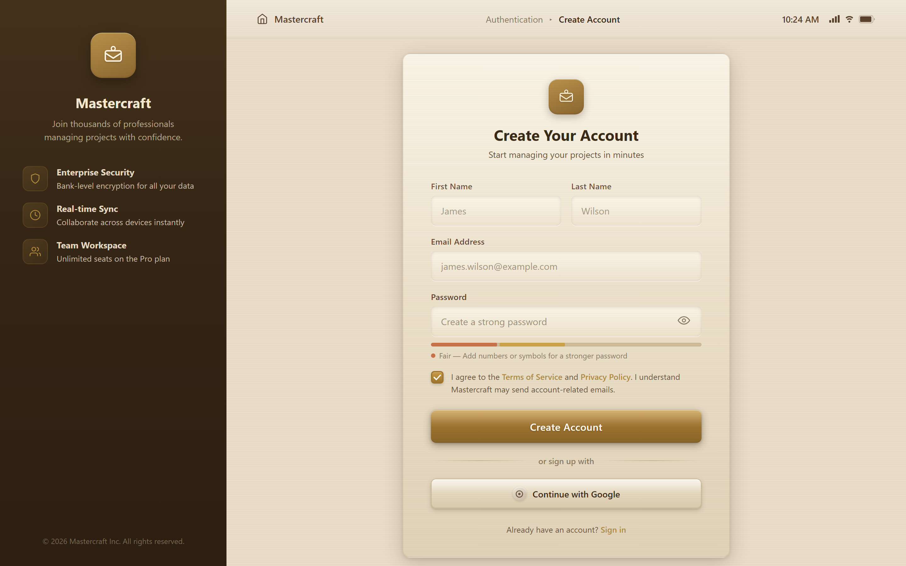Skeuomorphic Sign Up