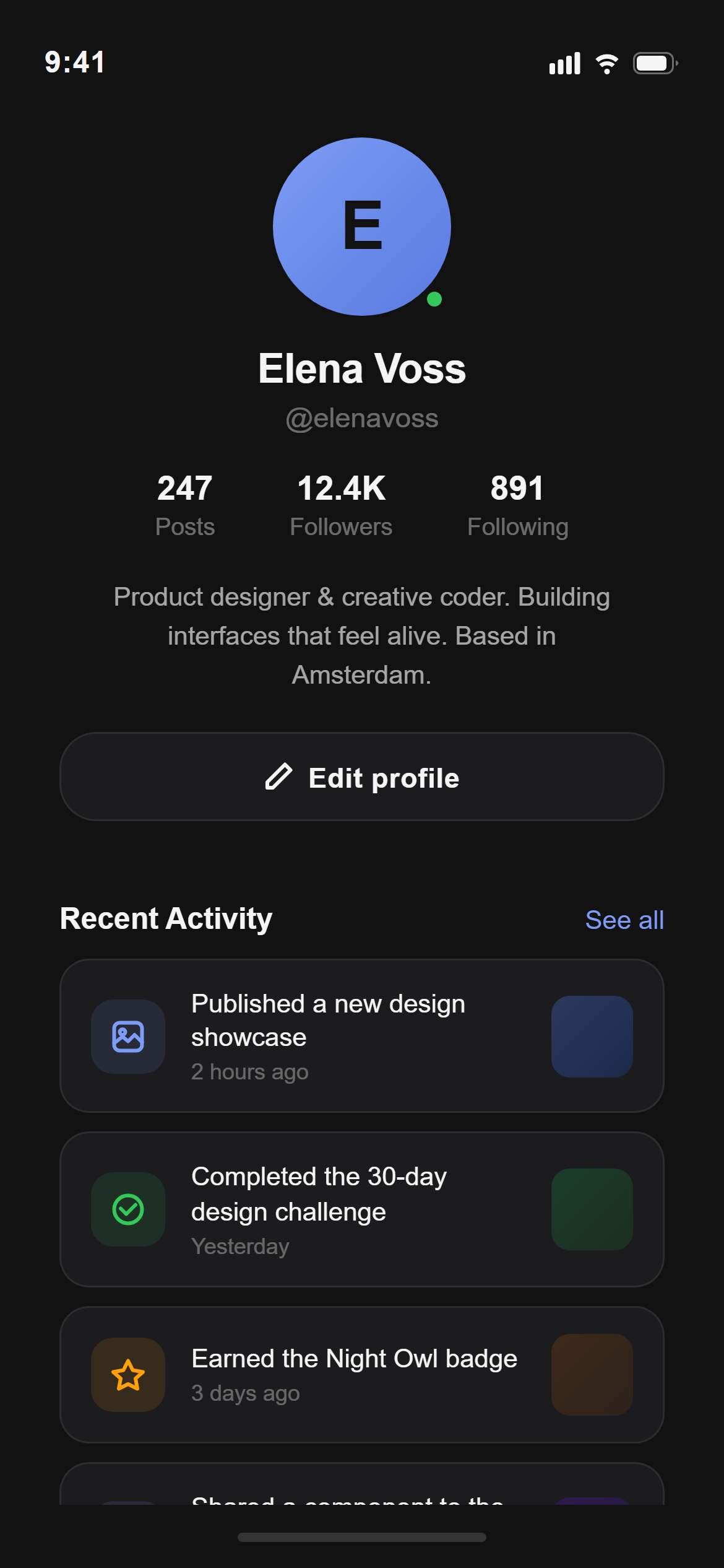 Soft Dark Profile