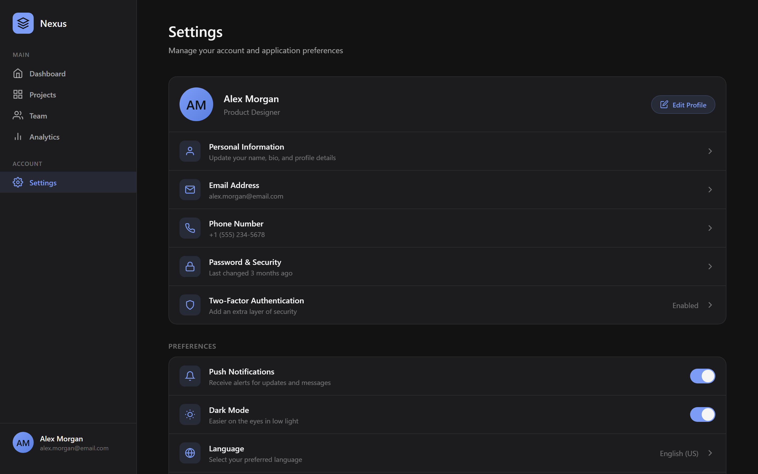 Soft Dark Settings