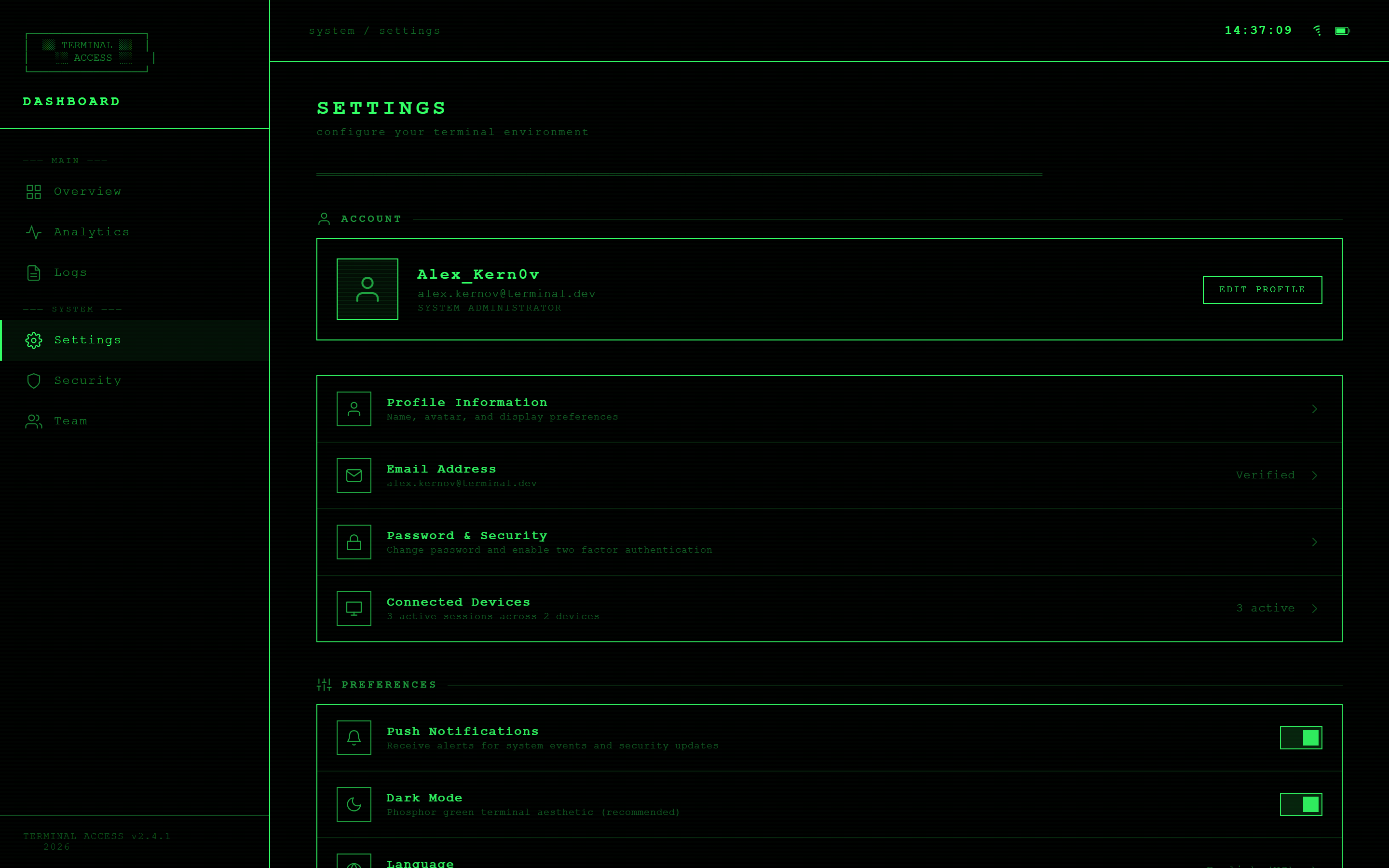 Terminal Hacker Settings