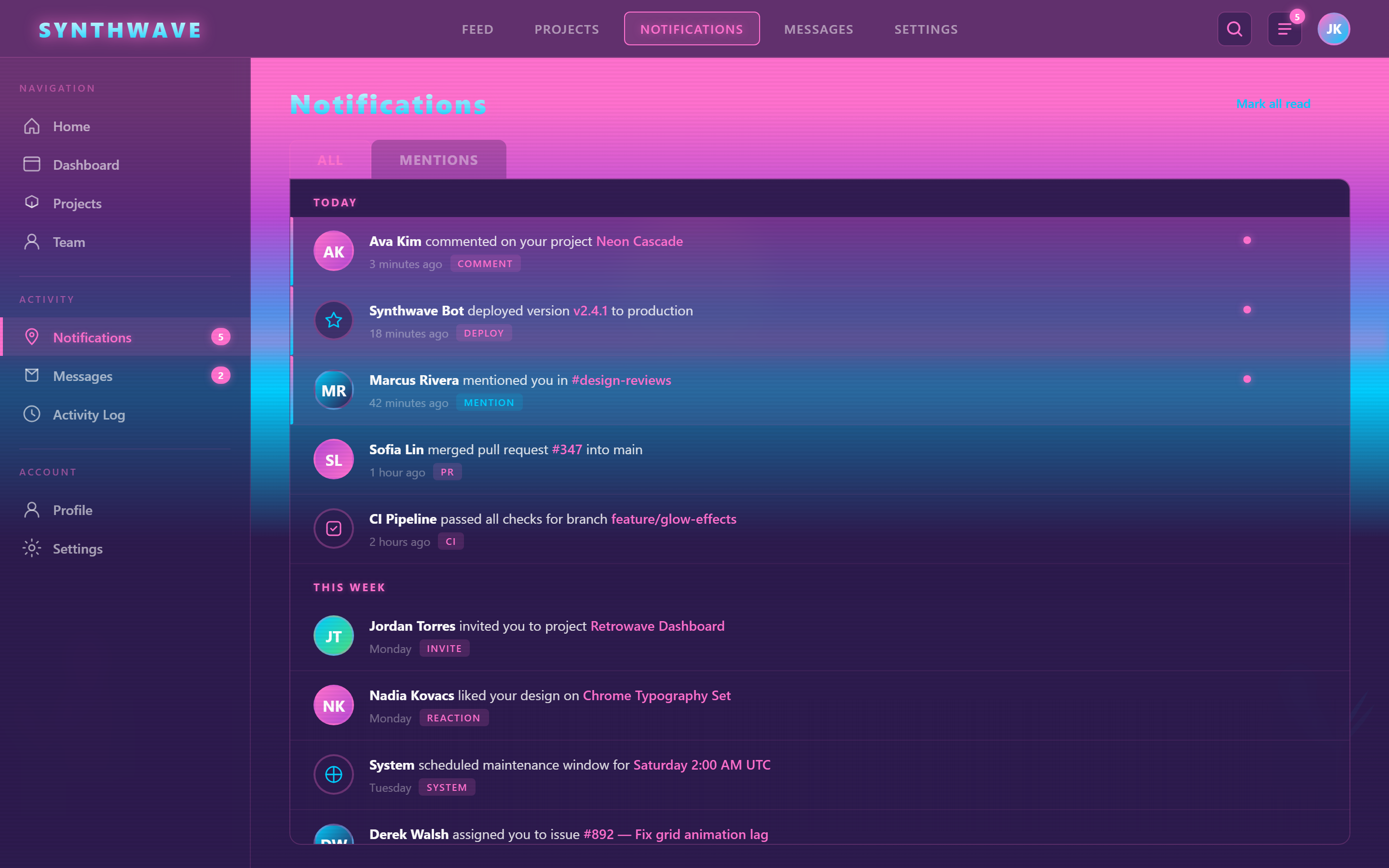 Vaporwave Notifications