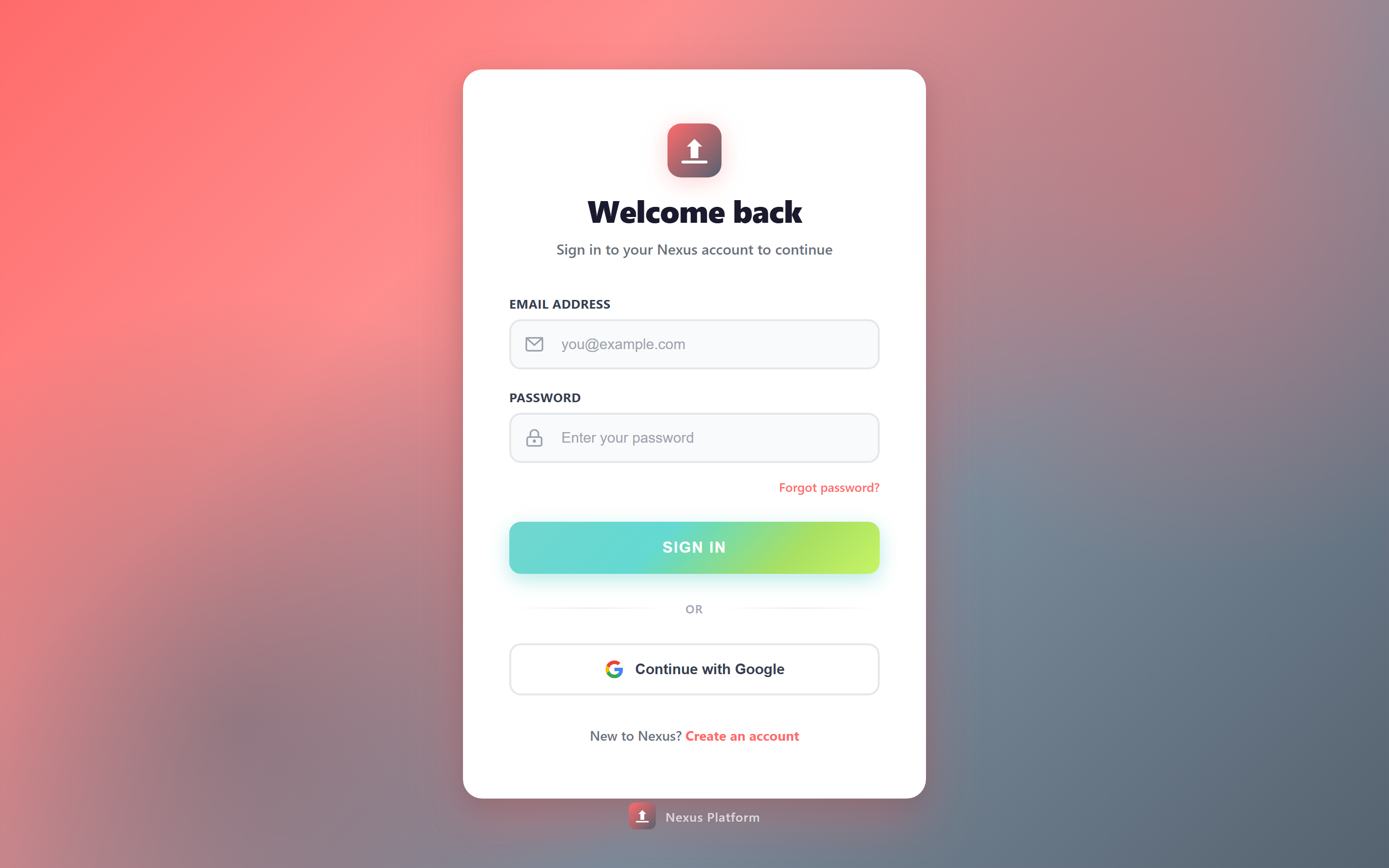 Vibrant Gradient Login