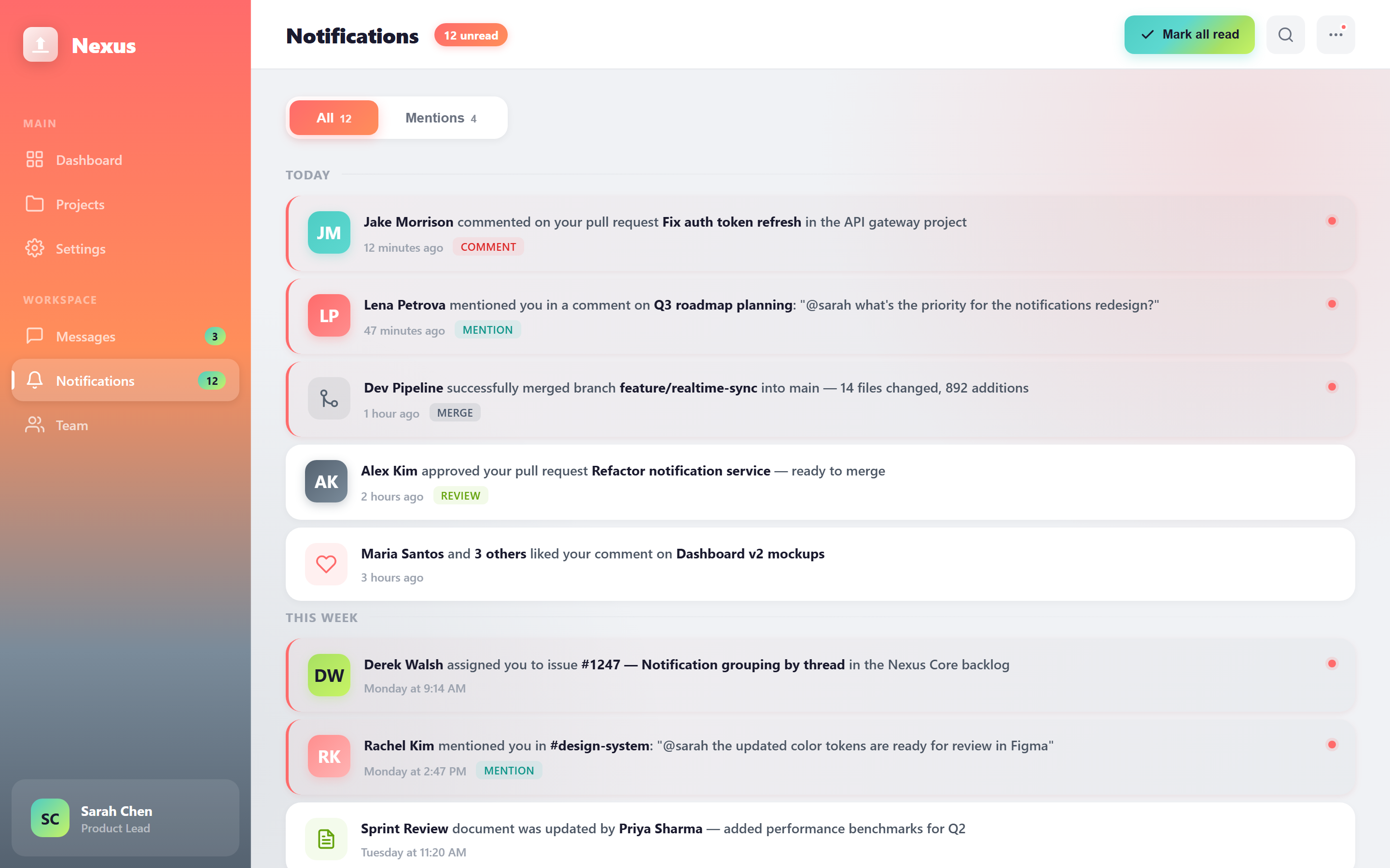 Vibrant Gradient Notifications