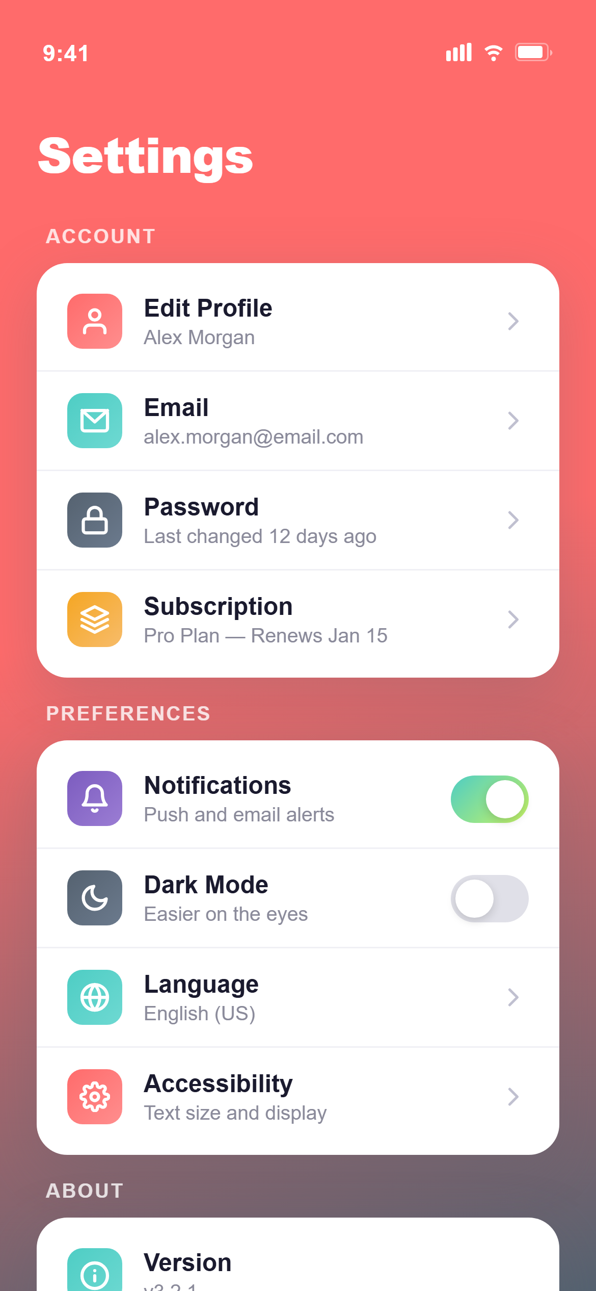 Vibrant Gradient Settings