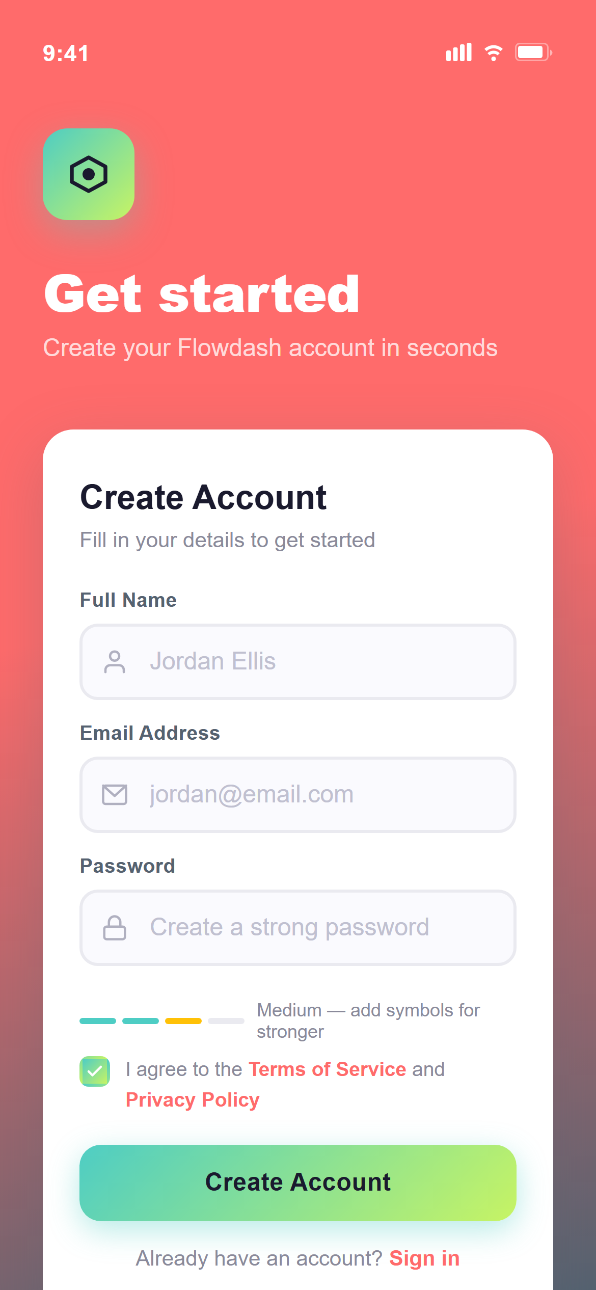 Vibrant Gradient Sign Up
