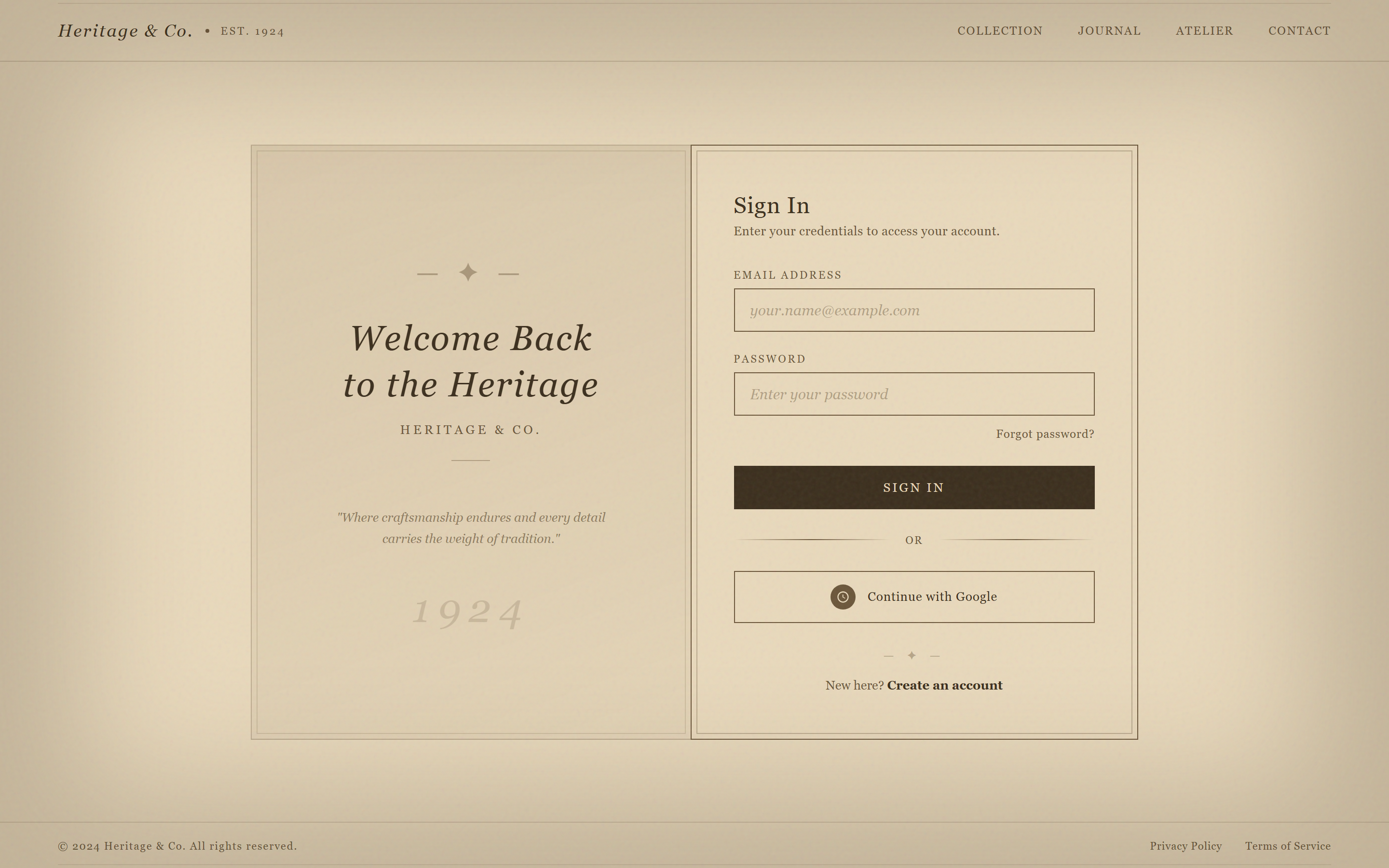 Vintage Sepia Login