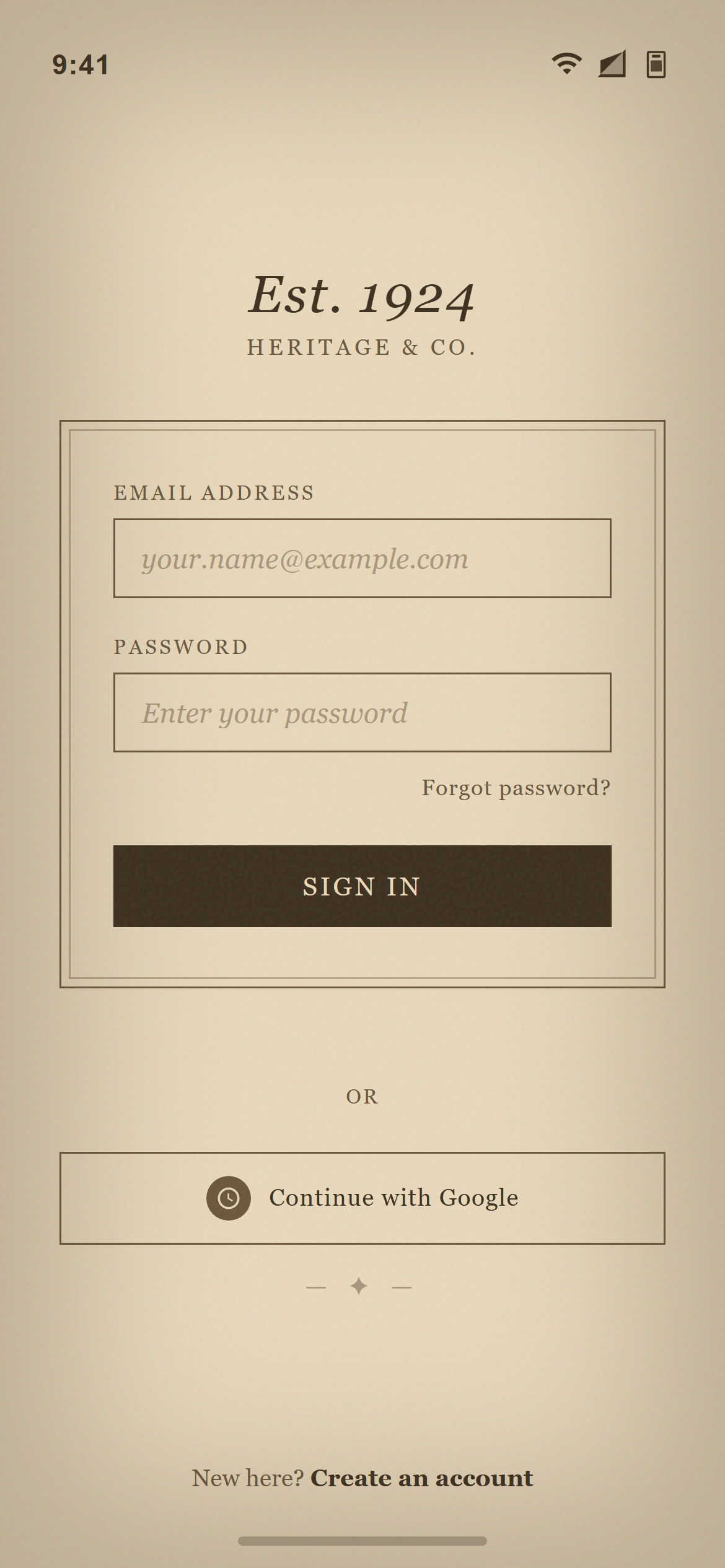 Vintage Sepia Login