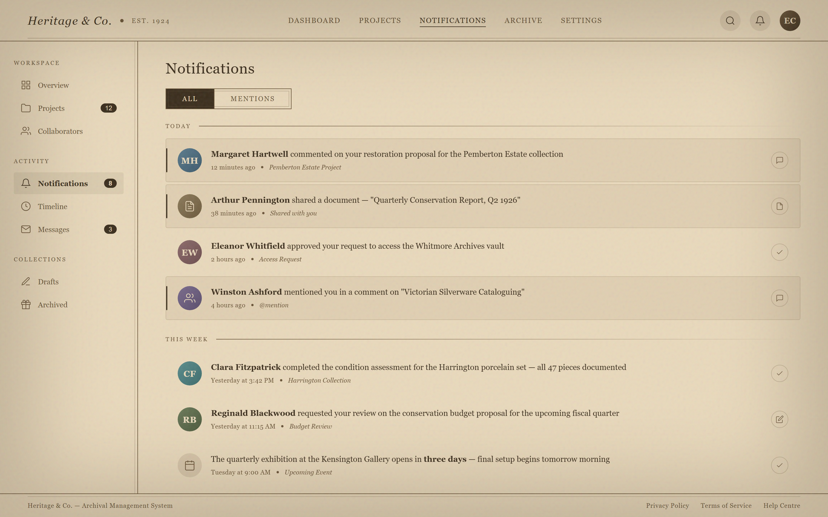 Vintage Sepia Notifications
