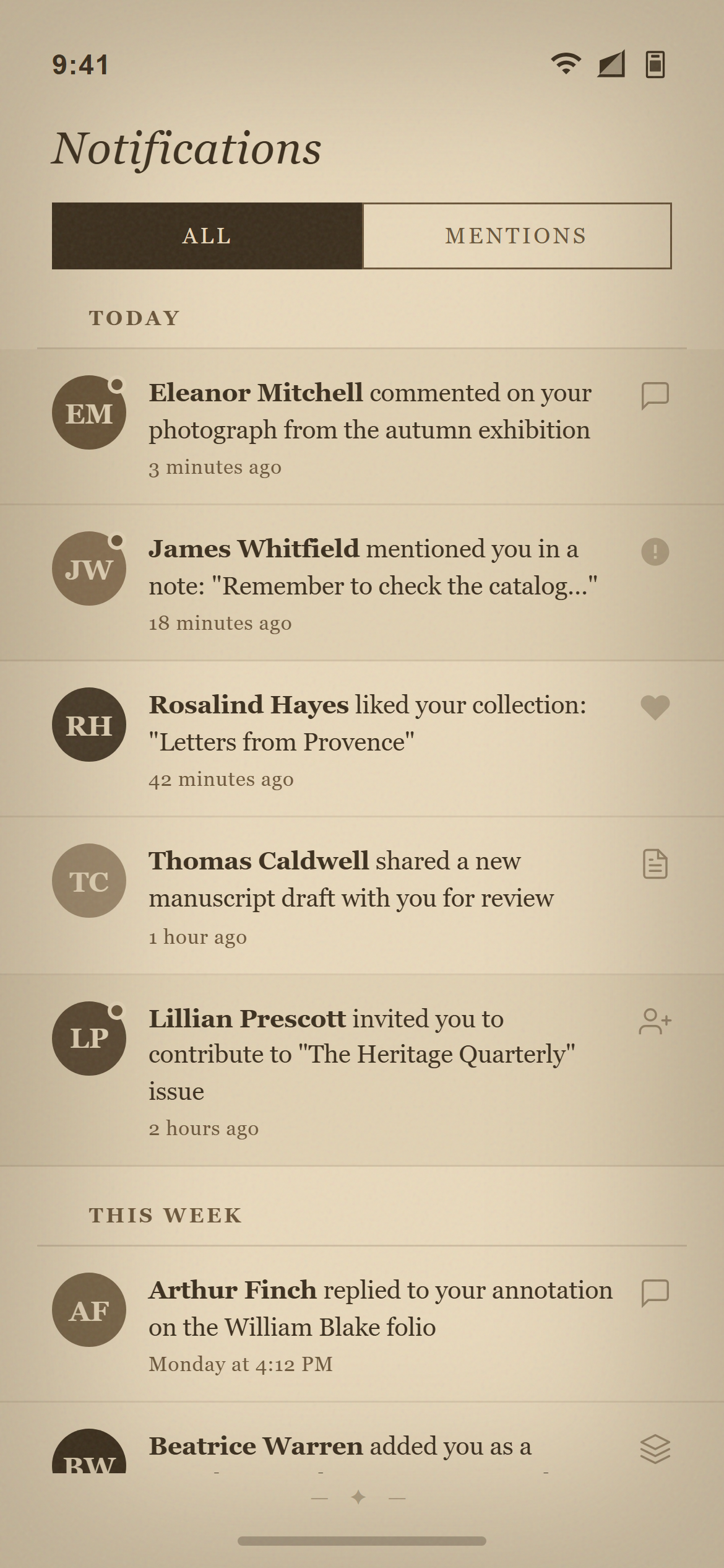 Vintage Sepia Notifications
