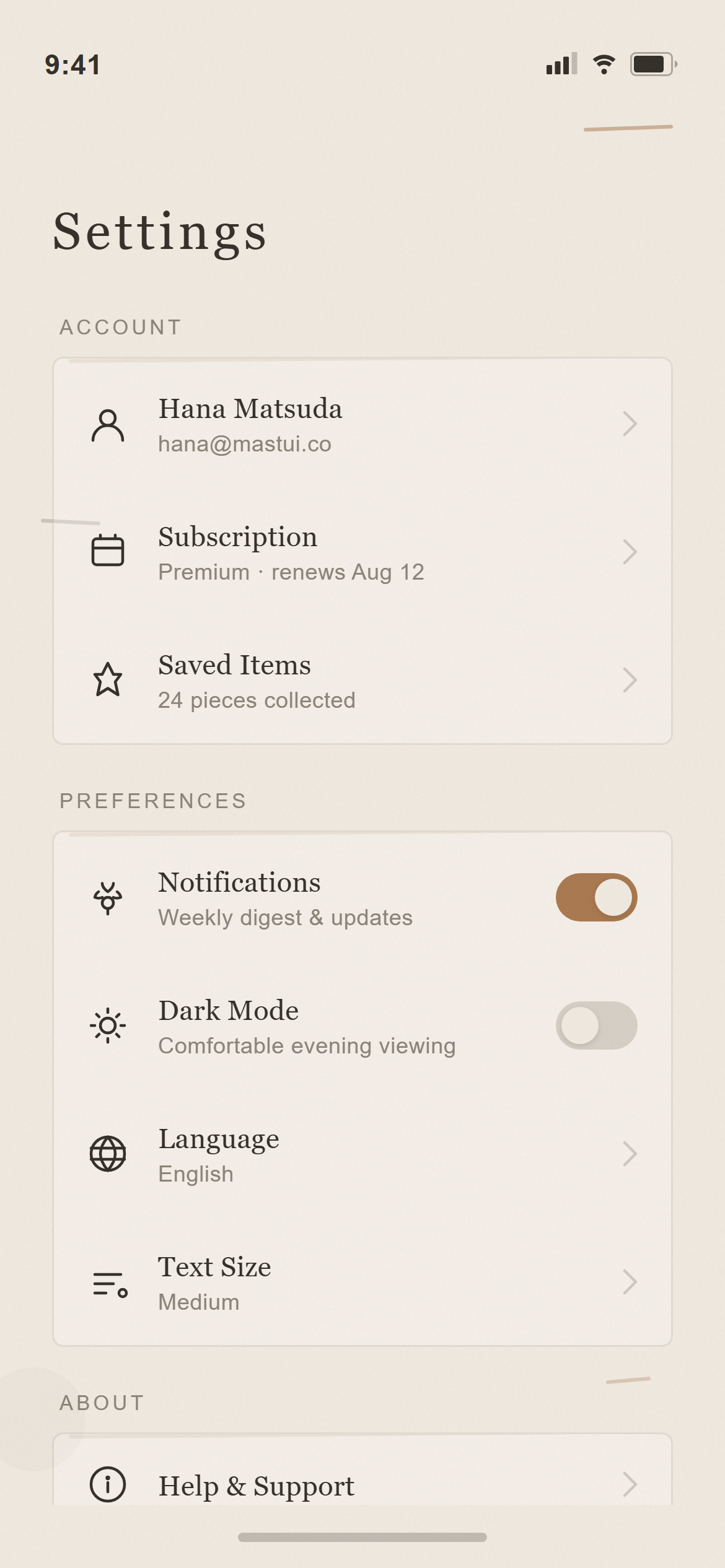 Wabi-Sabi Settings