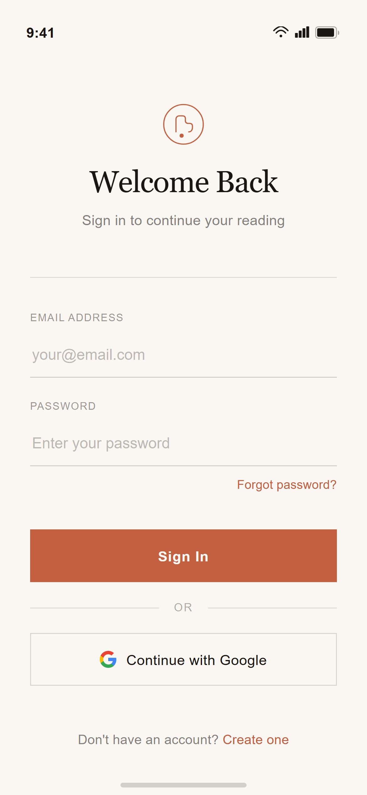 Warm Editorial Login