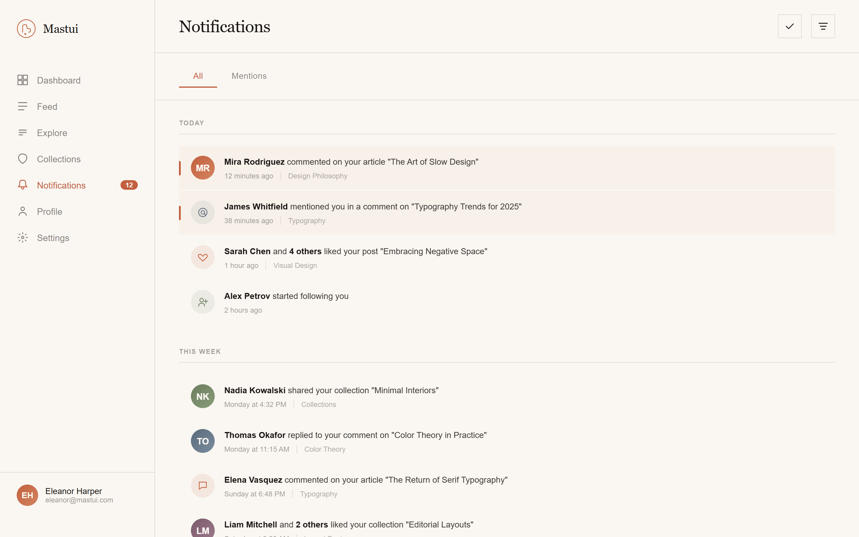 Warm Editorial Notifications