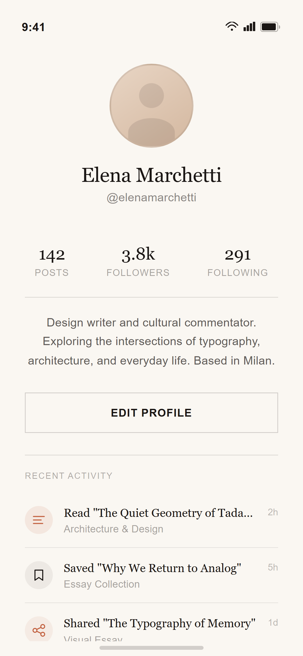 Warm Editorial Profile