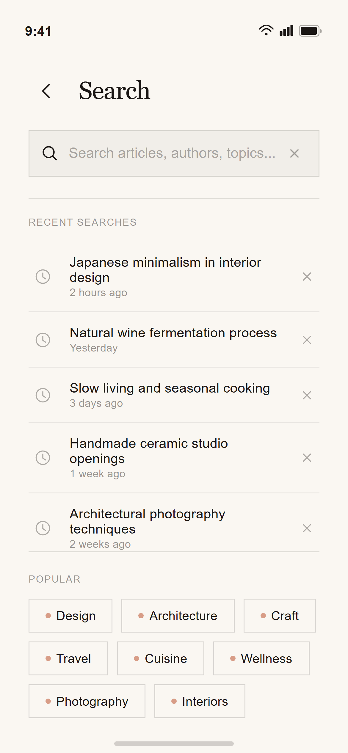 Warm Editorial Search